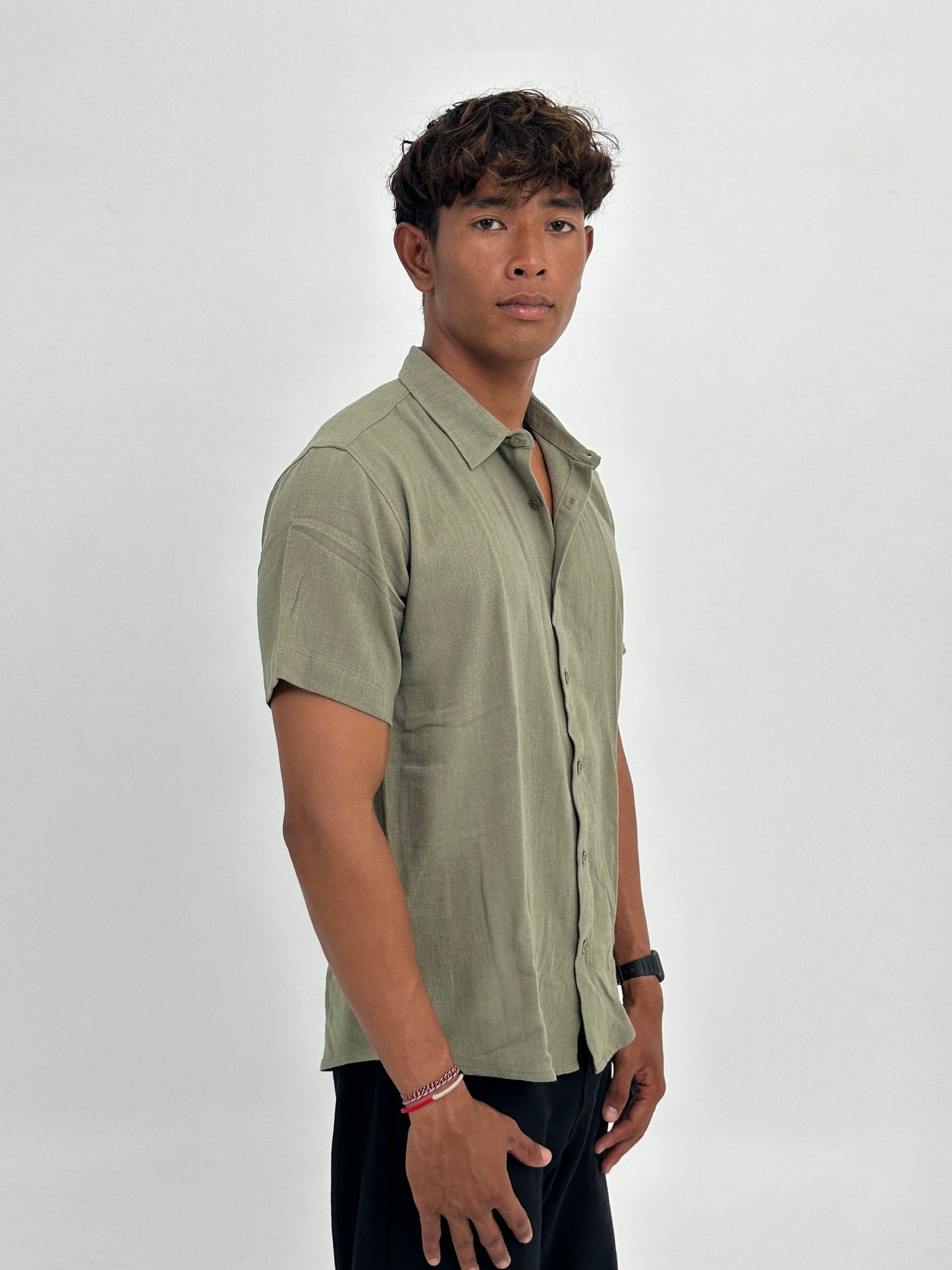 Asoka Linen Shirt by Cottonello - Men's Linen Shirt Short Sleeve