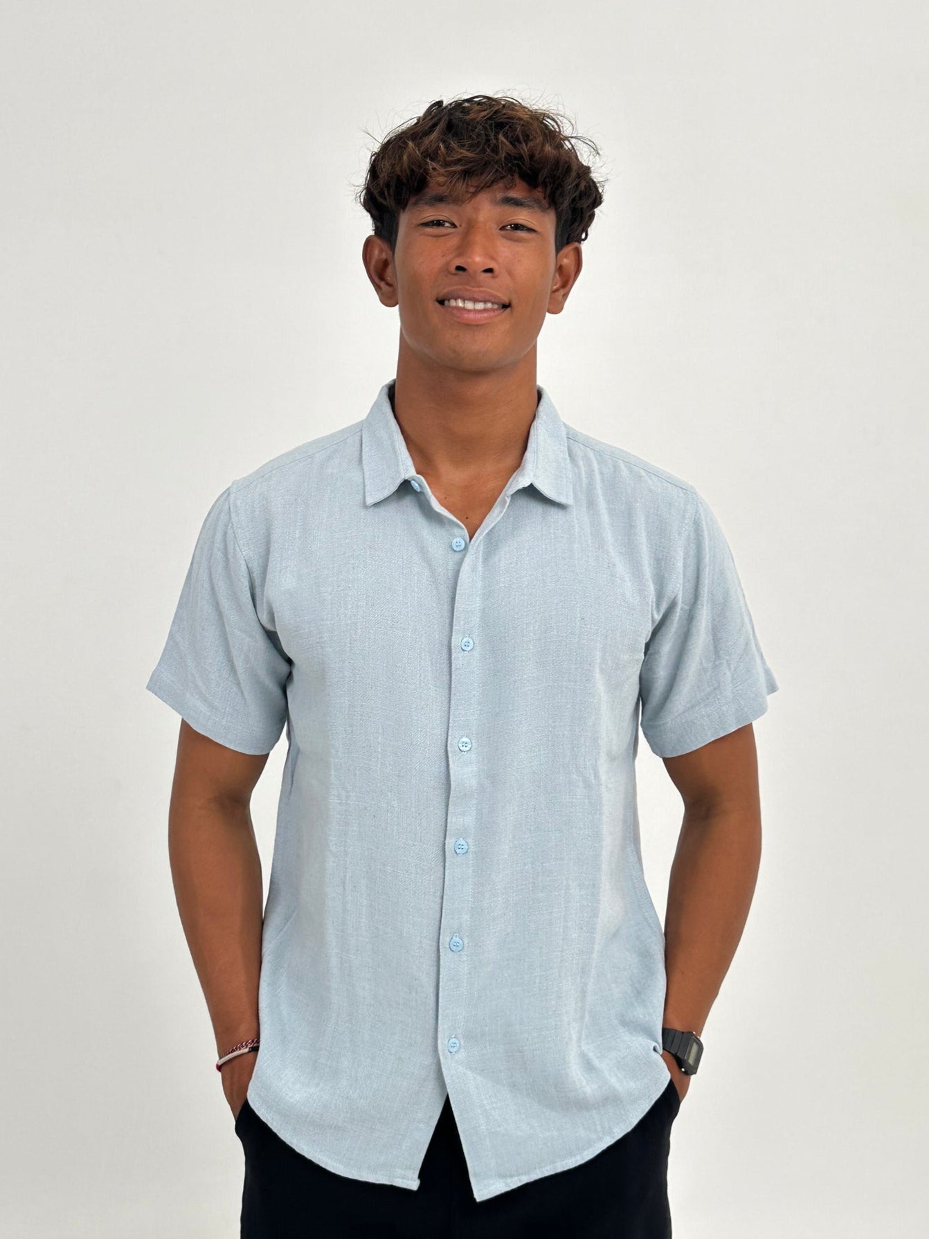 Asoka Linen Shirt by Cottonello - Men's Linen Shirt Short Sleeve