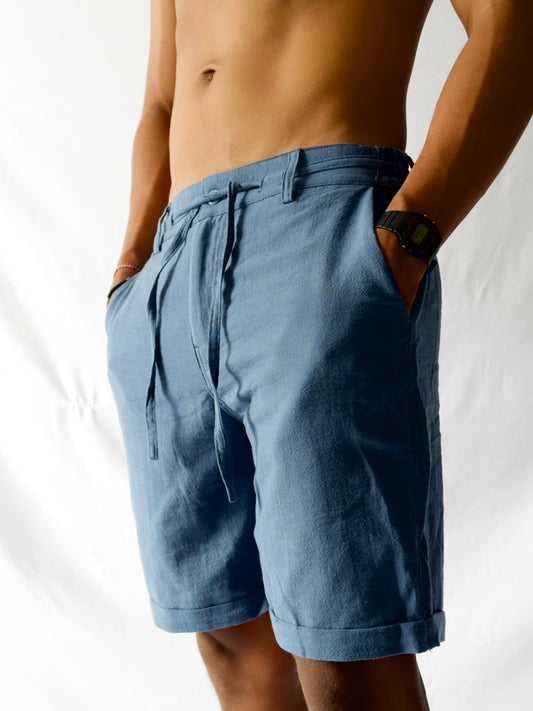 Royal Blue short linen shorts from Alyla Linen Cottonello Collection