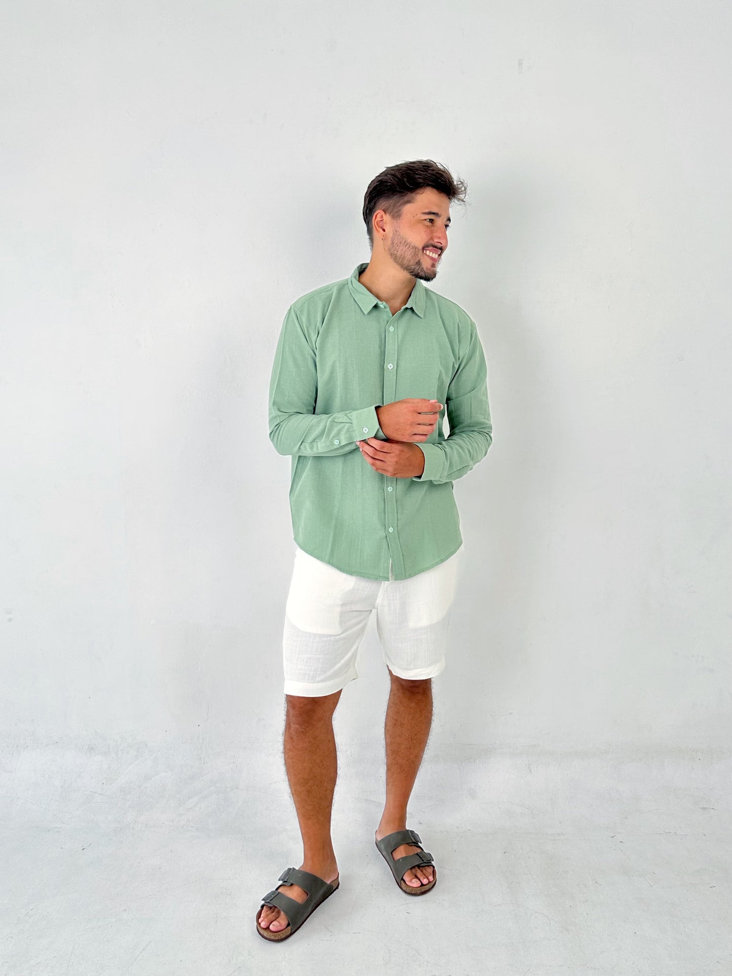 Annantara Linen Long Sleeve Shirt with Spread Collar by Cottonello