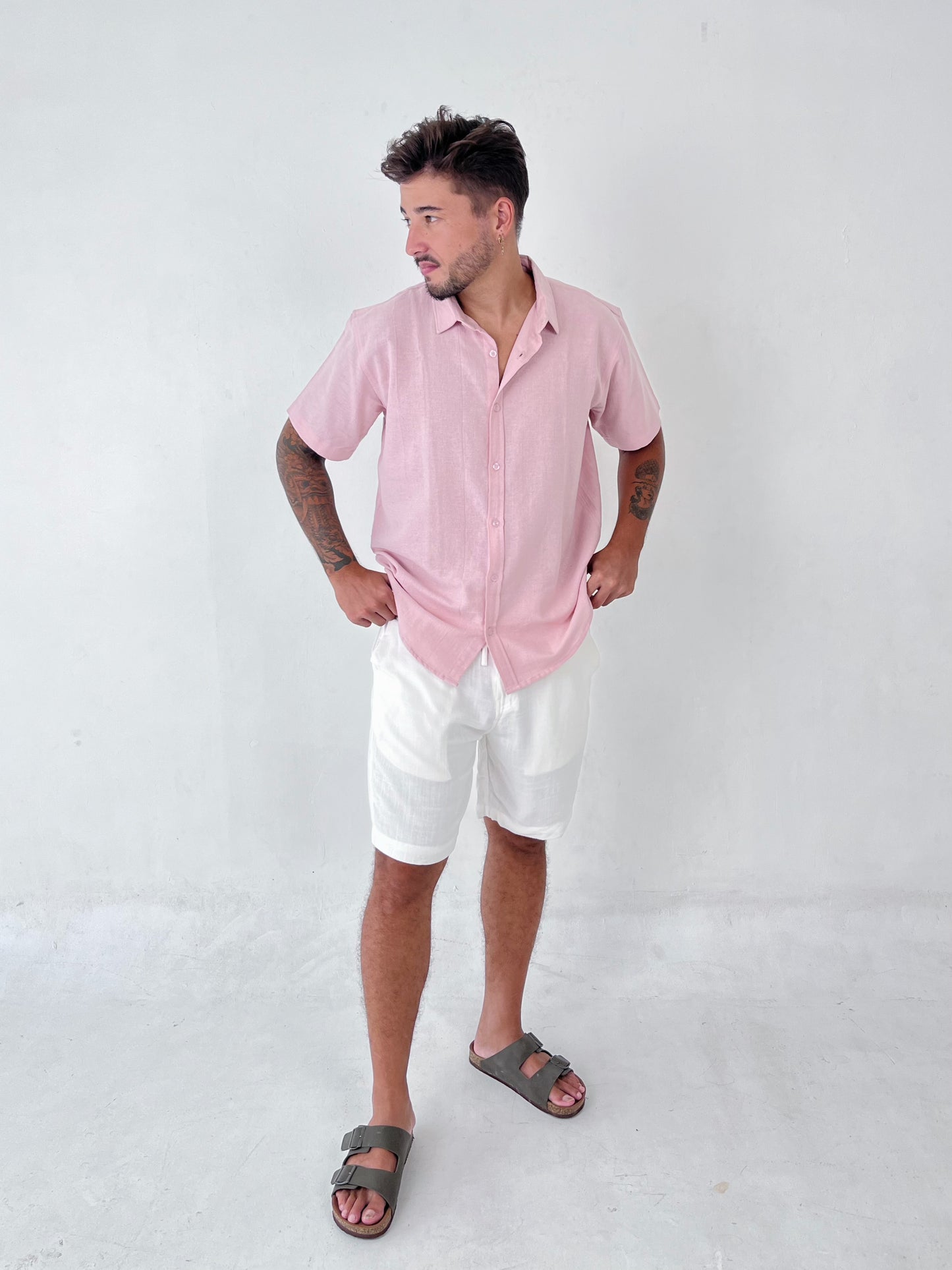 Aaman Linen Shirt by Cottonello - Men's Linen Shirt Short Sleeve