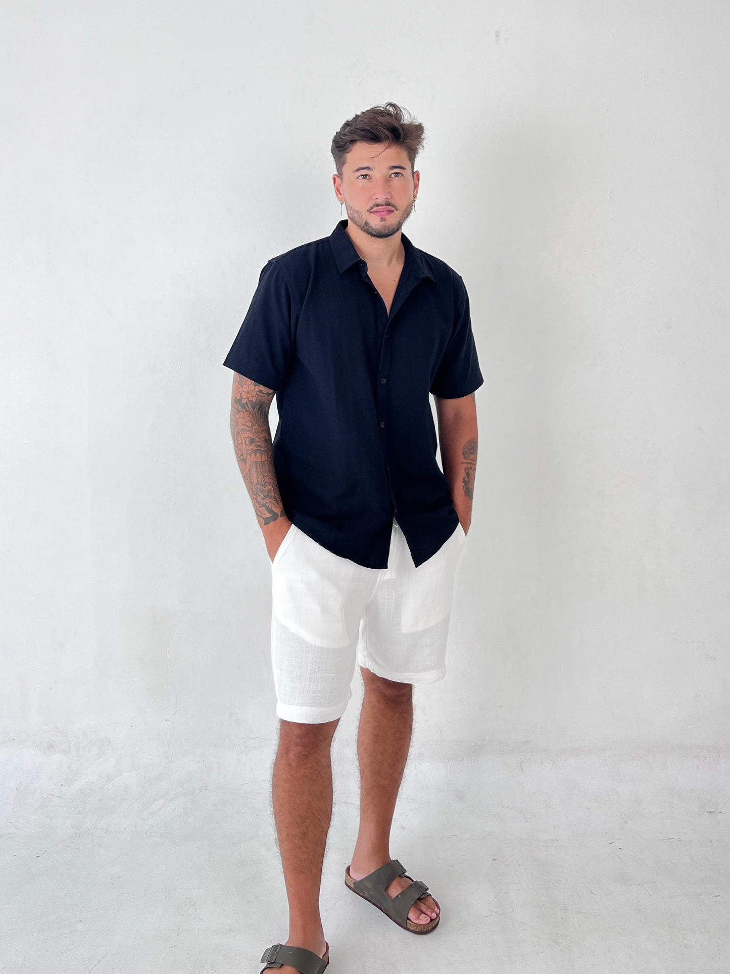 Aaman Linen Shirt by Cottonello - Men's Linen Shirt Short Sleeve