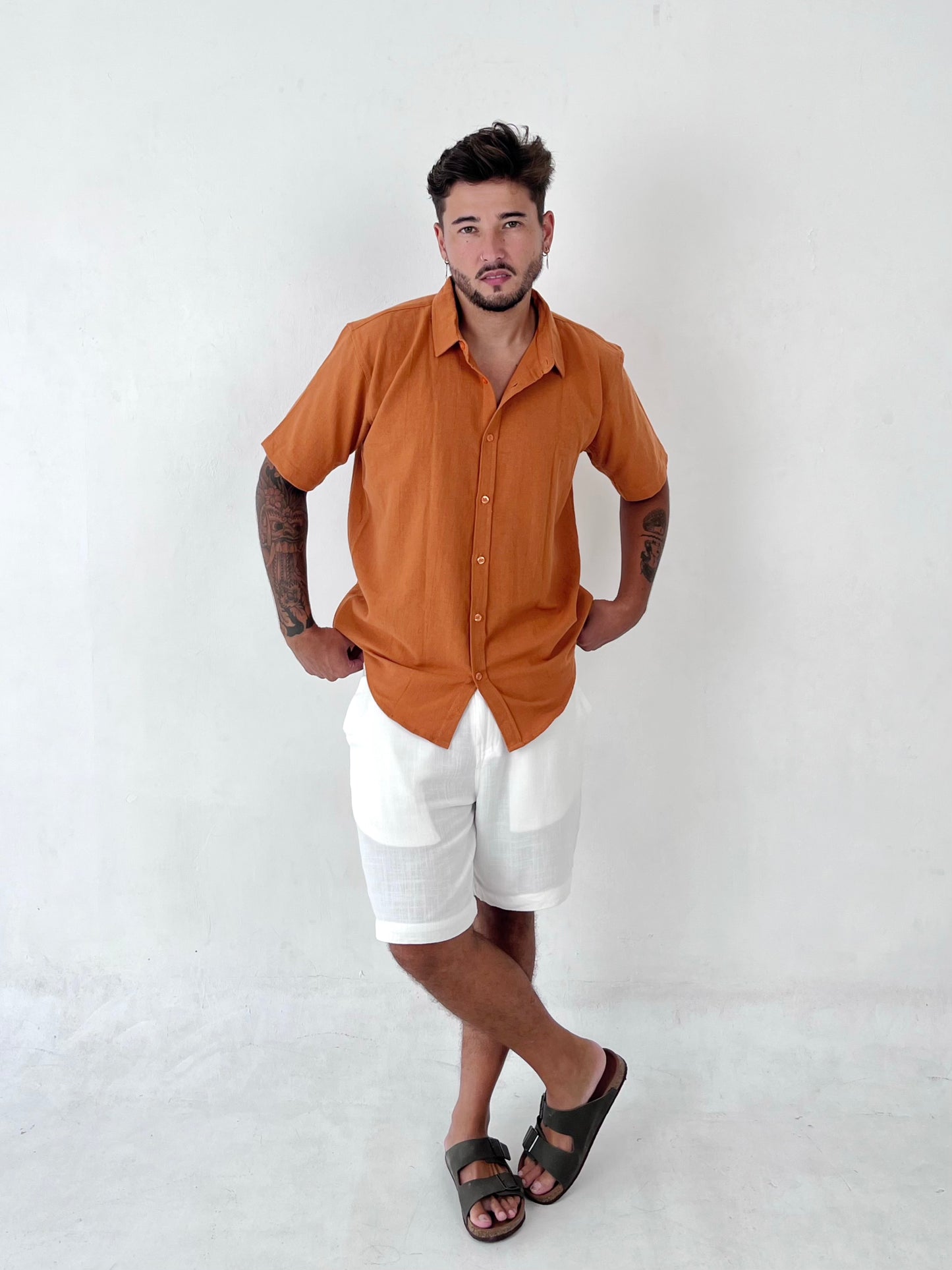 Aaman Linen Shirt by Cottonello - Men's Linen Shirt Short Sleeve