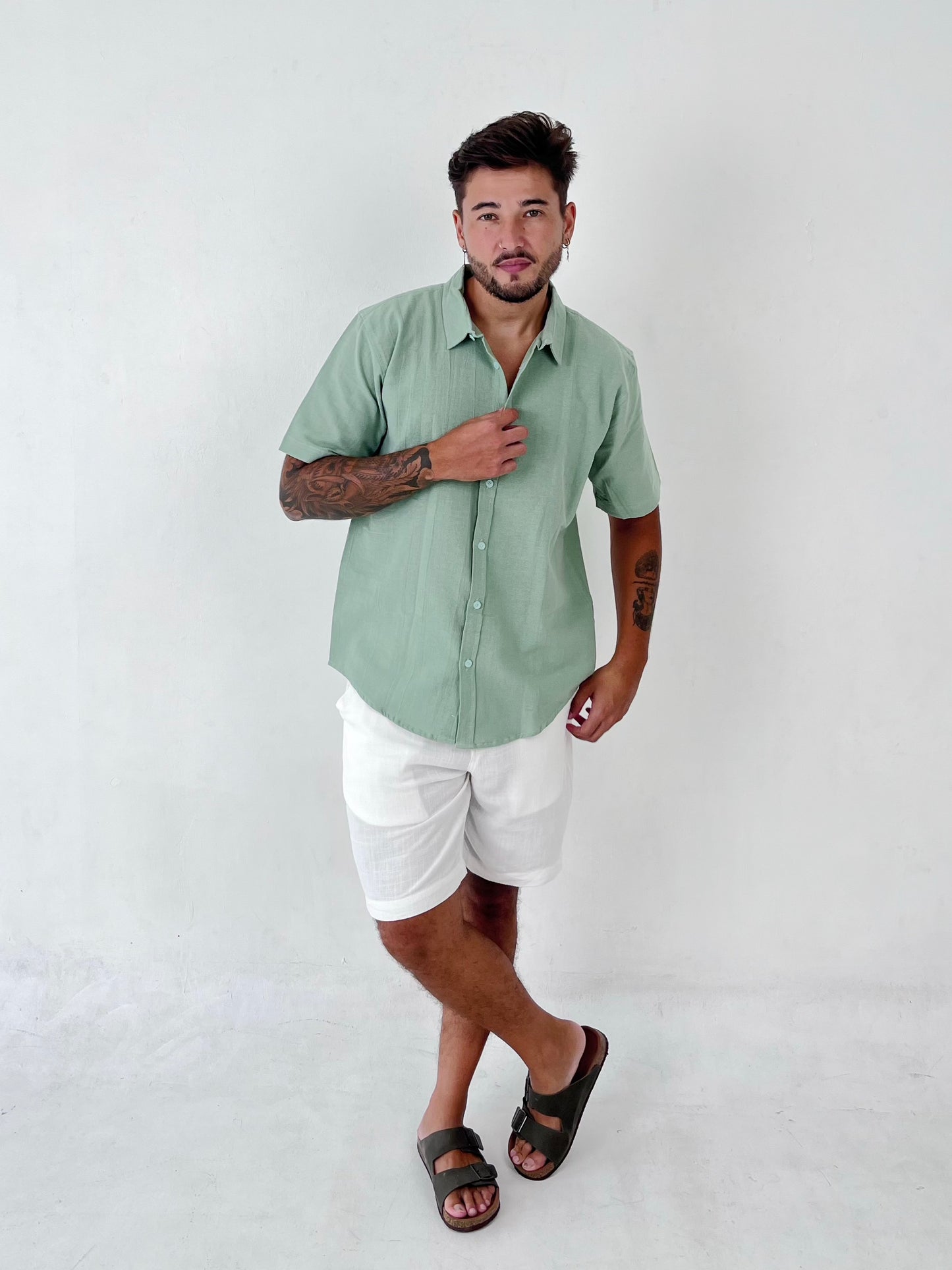 Aaman Linen Shirt by Cottonello - Men's Linen Shirt Short Sleeve