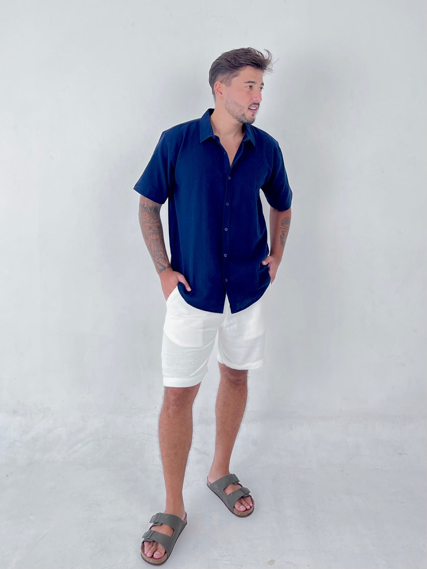 Aaman Linen Shirt by Cottonello - Men's Linen Shirt Short Sleeve