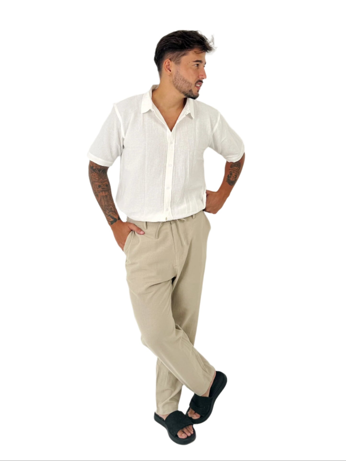 Ahimsa Linen Long Pants by Cottonello - Men's Linen Long Pants