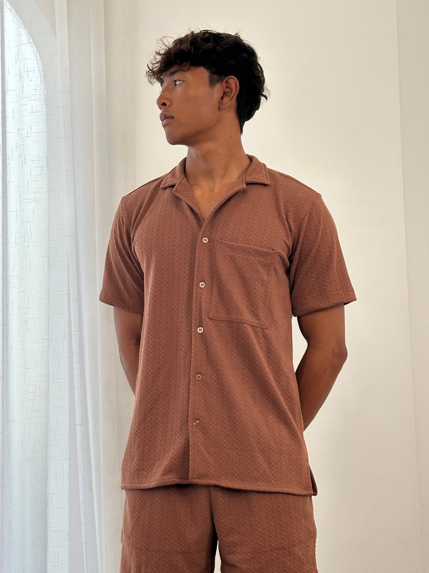Lembongan Knitted Shirt by Cottonello - Men's Knitted Shirt Short Sleeve