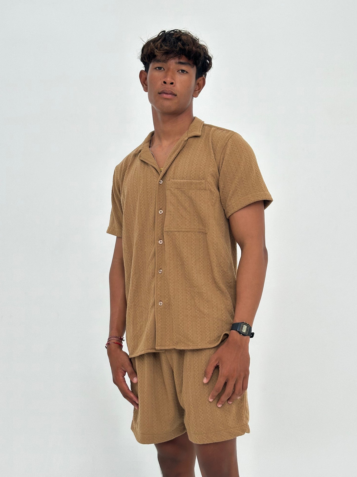 Lembongan Knitted Shirt by Cottonello - Men's Knitted Shirt Short Sleeve