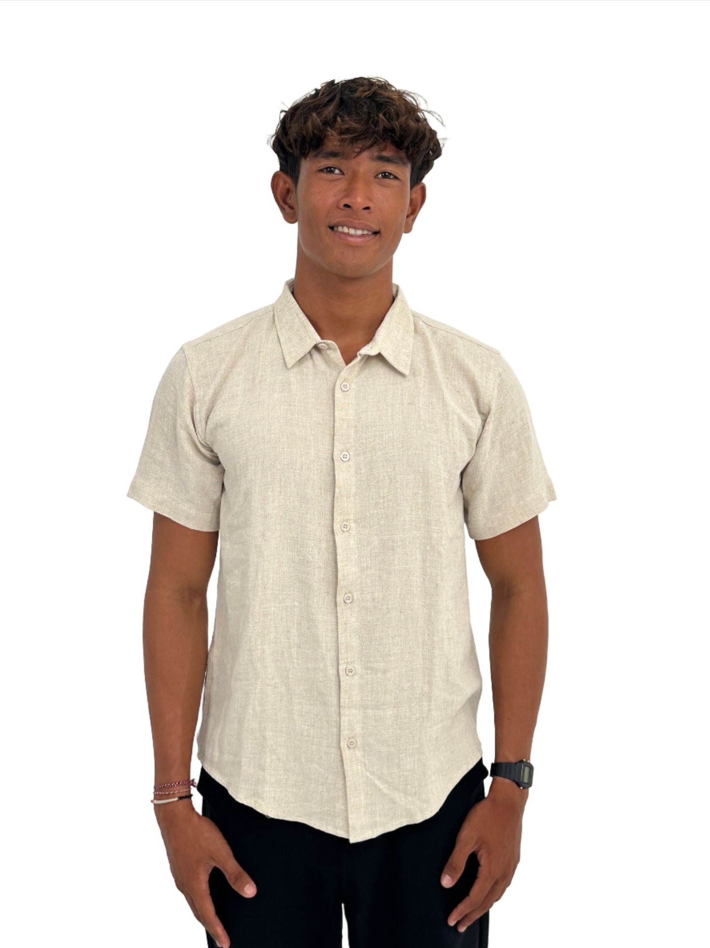 Asoka Linen Shirt by Cottonello - Men's Linen Shirt Short Sleeve