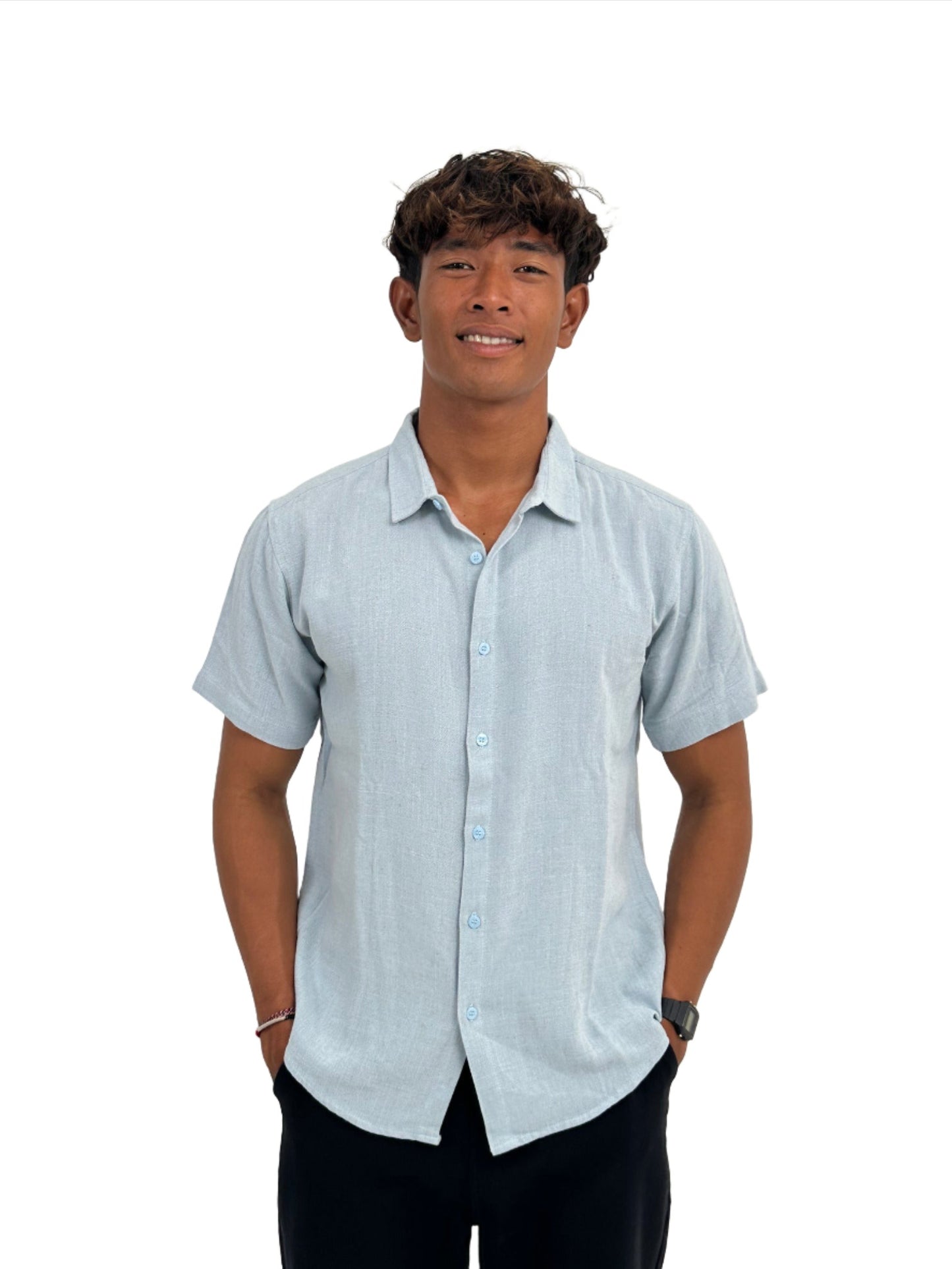 Asoka Linen Shirt by Cottonello - Men's Linen Shirt Short Sleeve