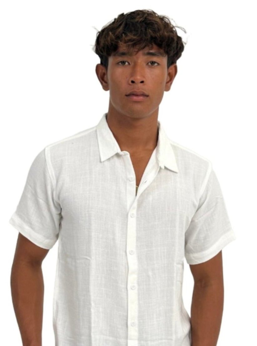 Asoka Linen Shirt by Cottonello - Men's Linen Shirt Short Sleeve