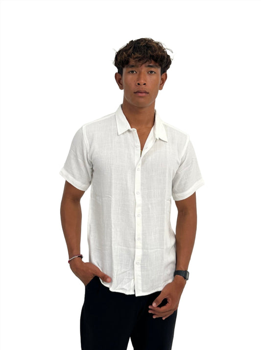 Asoka Linen Shirt by Cottonello - Men's Linen Shirt Short Sleeve