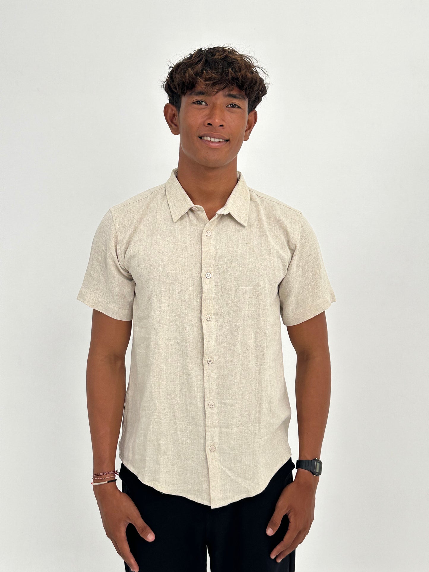 Asoka Linen Shirt by Cottonello - Men's Linen Shirt Short Sleeve