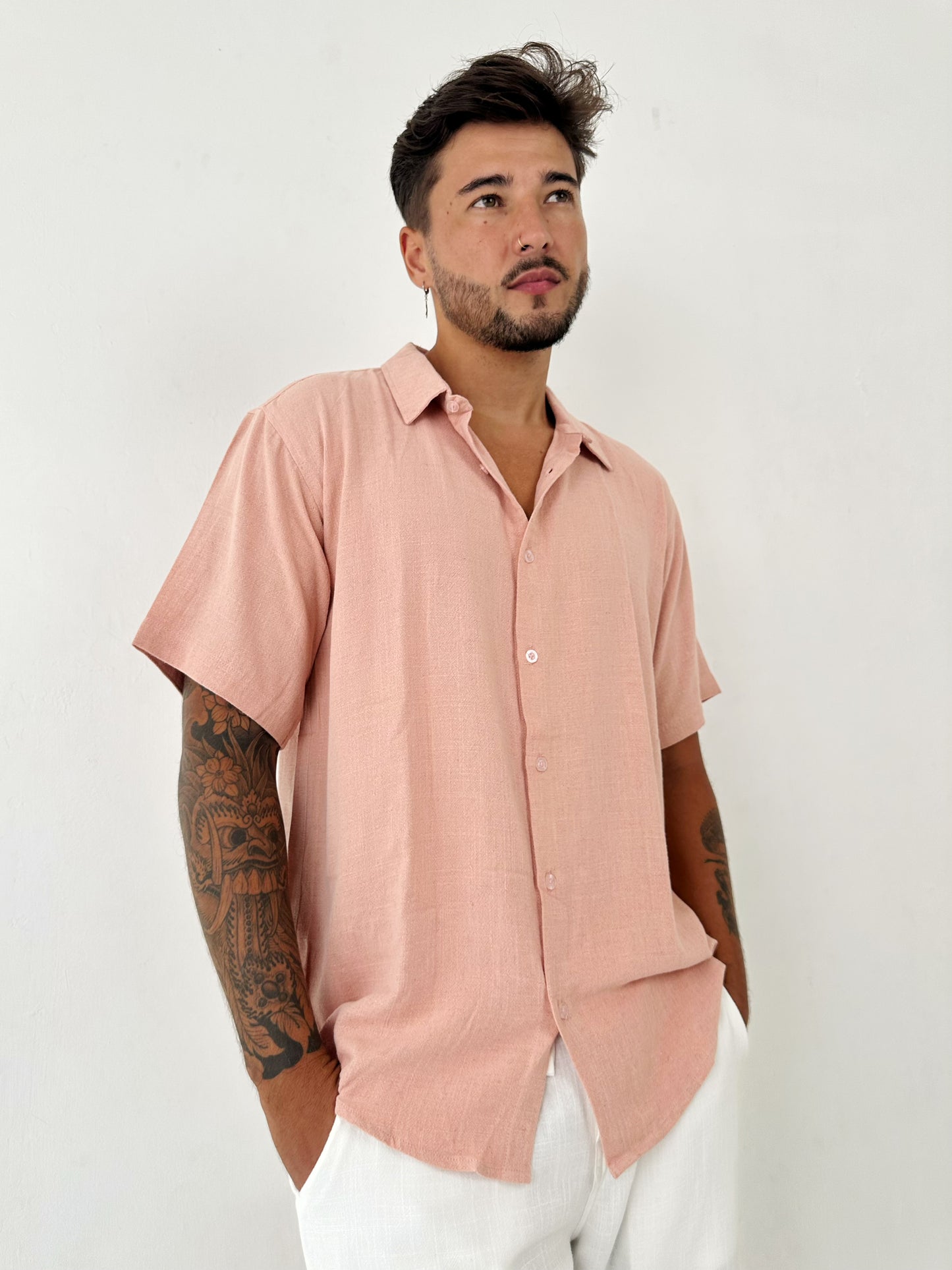 Asoka Linen Shirt by Cottonello - Men's Linen Shirt Short Sleeve