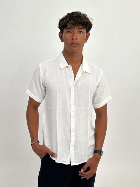 Asoka Linen Shirt by Cottonello - Men's Linen Shirt Short Sleeve