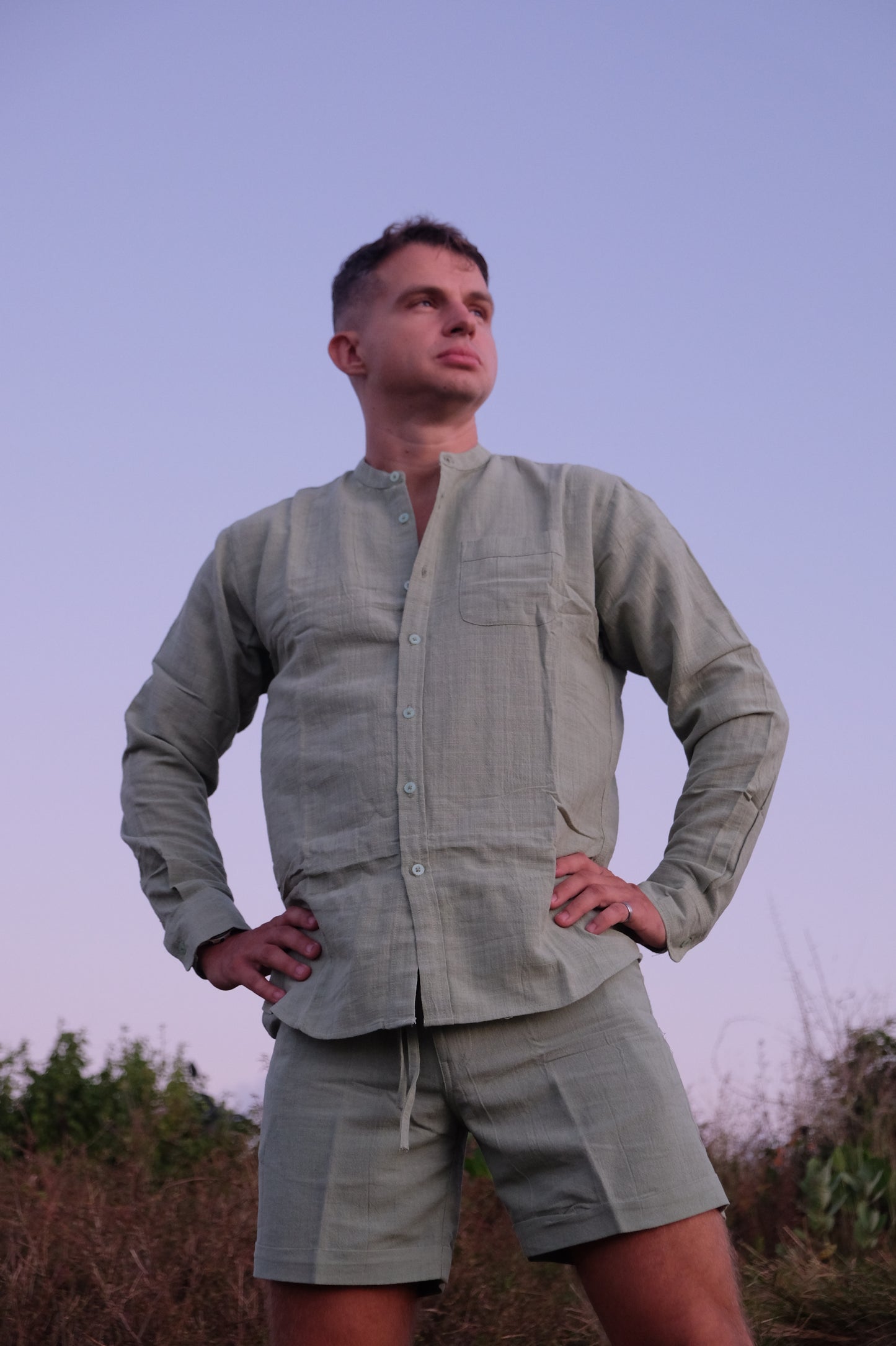 Azzahra Long Sleeve Shirt by Cottonello - Men's Linen Long Sleeve Shirt