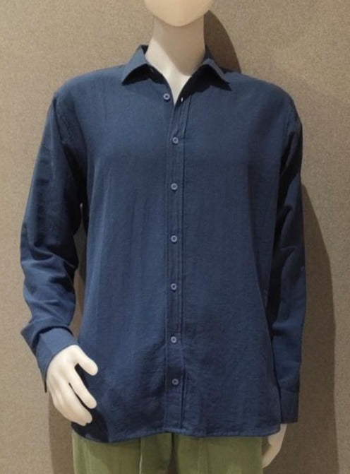 Annantara Linen Long Sleeve Shirt with Spread Collar by Cottonello