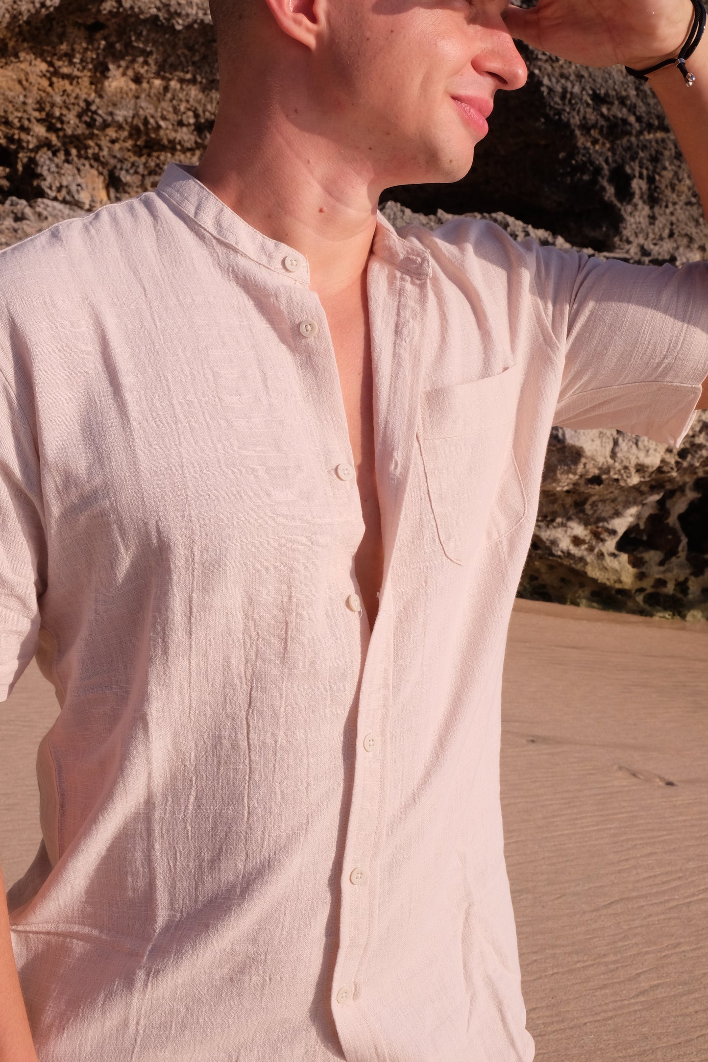 Angsana Short Sleeve Shirt by Cottonello - Men's Linen Short Sleeve