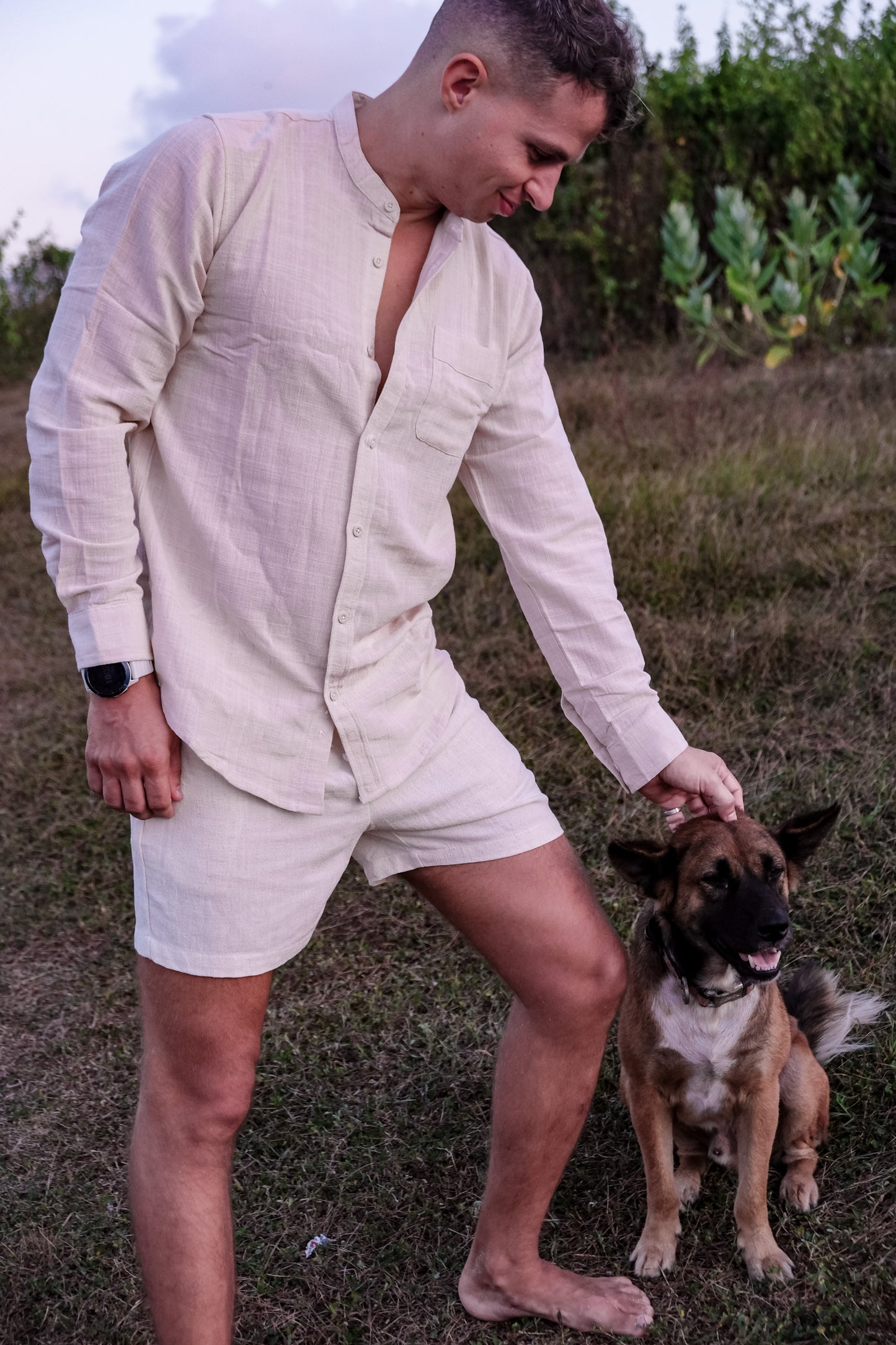 Azzahra Long Sleeve Shirt by Cottonello - Men's Linen Long Sleeve Shirt